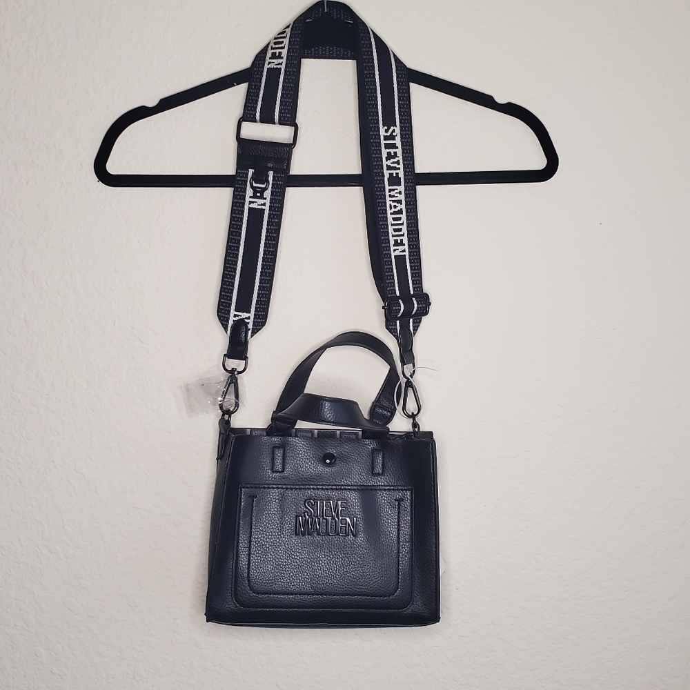 Steve Madden Black White Blivonia Mini Tote Crossbody Purse Casual NWT